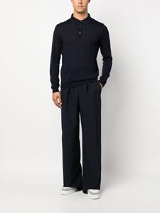 ERALDO long-sleeve wool polo shirt - Blauw