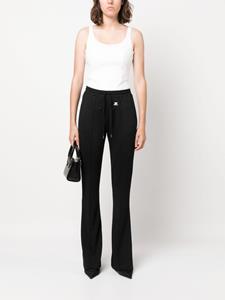 Courrèges logo-patch drawstring flared trousers - Zwart