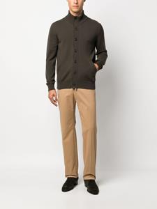 Brioni leather-trimmed cashmere cardigan - Groen