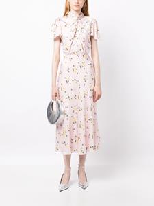 Self-Portrait Midi-jurk met bloemenprint - Roze