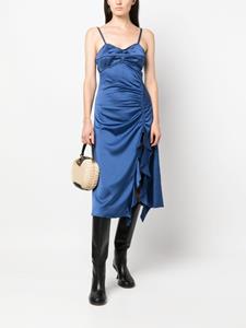 SANDRO Sheila satin-finish ruffled dress - Blauw
