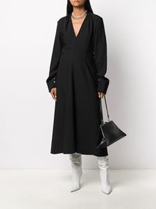 Jil Sander Midi-jurk met V-hals - Zwart
