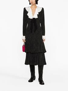 Alessandra Rich ruffled polka-dot silk midi dress - Zwart