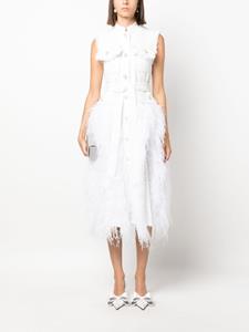 Huishan Zhang feather-trimmed midi dress - Wit