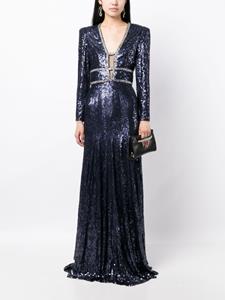 Jenny Packham Celestia crystal-embellished sequin gown - Blauw