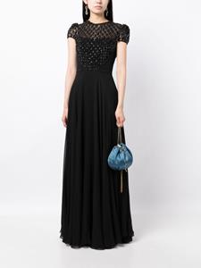 Jenny Packham Vida bead-embellished pleated gown - Zwart