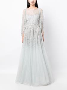 Jenny Packham Hestia crystal-embellished pleated gown - Blauw