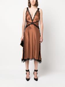 Alberta Ferretti Midi-jurk met V-hals - Bruin