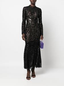 Self-Portrait Paisley sequin-embellished midi dress - Zwart