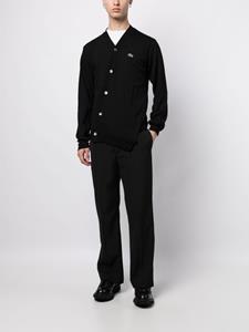 Comme Des Garçons Shirt x Lacoste asymmetric logo-patch wool cardigan - Zwart