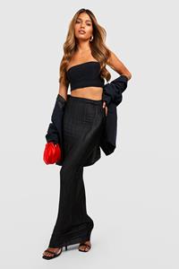 Boohoo Plisse Maxi Rok, Black