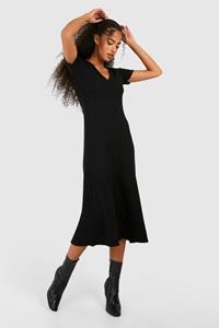 Boohoo Super Soft Rib Loose Midaxi Dress, Black