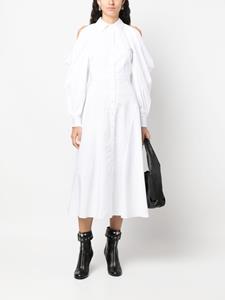 Alexander McQueen cold-shoulder cotton shirt dress - Wit