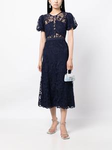 Self-Portrait guipure-lace midi dress - Blauw