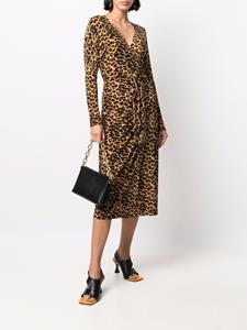Norma Kamali Midi-jurk met luipaardprint - Beige