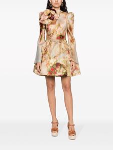 Zimmermann floral-appliqué silk mini dress - Beige