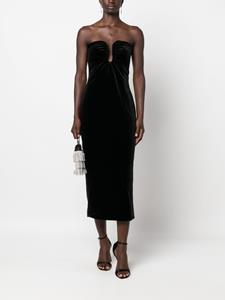 Self-Portrait velvet-finish strapless dress - Zwart