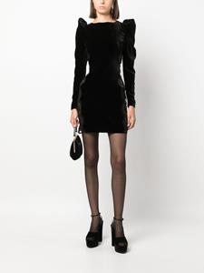 Alessandra Rich Mini-jurk met bloemenkant - Zwart