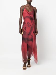 Alberta Ferretti rose print silk dress - Rood