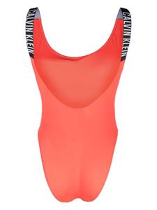 Calvin Klein logo-tape scoop-back swimsuit - Rood