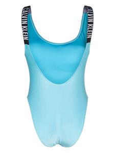 Calvin Klein logo-tape ribbed swimsuit - Blauw