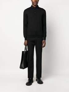 Lardini fine-knit wool polo shirt - Zwart