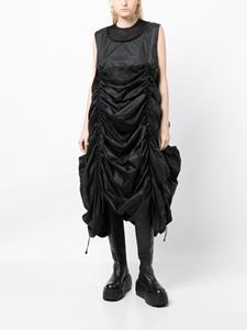 Junya Watanabe ruched A-line midi dress - Zwart