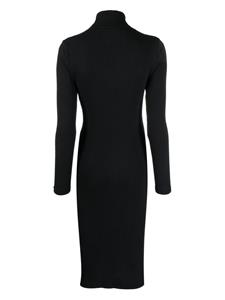 Majestic Filatures Midi-jurk met hoge hals - Zwart