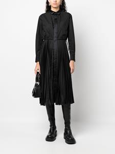 Sacai pleated midi shirtdress - Zwart