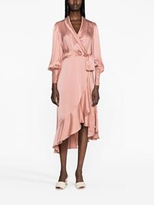 Zimmermann wrap silk midi dress - Roze