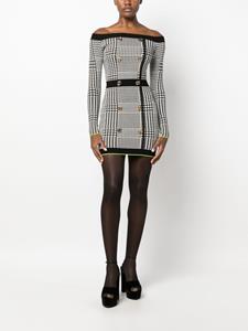 Elisabetta Franchi off-shoulder houndstooth minidress - Zwart