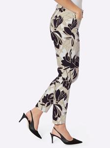 Broek met print in beige/zwart geprint van heine