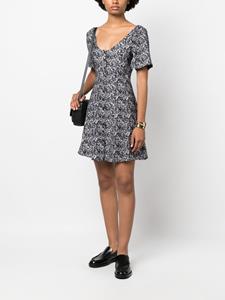 Calvin Klein Jeans abstract-print buttoned-up minidress - Zwart