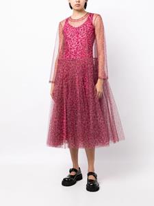 Molly Goddard leopard-print tulle midi dress - Roze
