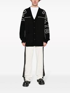 Adidas intarsia-knit logo V-neck cardigan - Zwart
