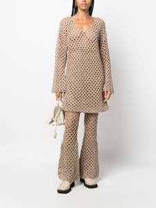 By Malene Birger crochet-knit flared trousers - Bruin