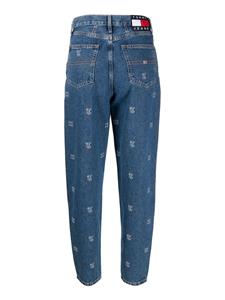 Tommy Jeans motif-embroidered tapered cropped jeans - Blauw