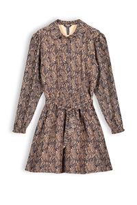 NoBell Meisjes jurk print met kraag - Maja - Animal bruin