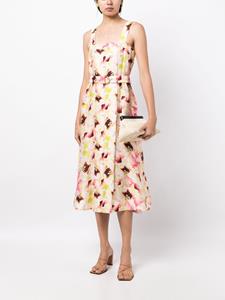 Acler Midi-jurk met roosprint - Wit