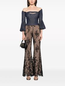 Gemy Maalouf Chantilly lace flared trousers - Zwart