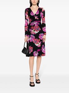 DVF Diane von Furstenberg painted blossom-print midi dress - Zwart