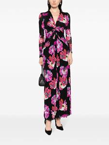 DVF Diane von Furstenberg painted blossom-pattern midi dress - Zwart