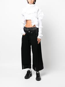 Junya Watanabe logo-patch panelled-design cropped jeans - Zwart