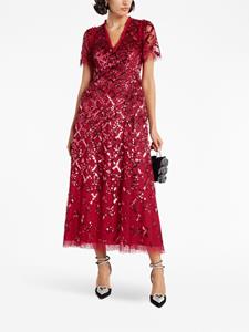 Needle & Thread sequin-embellished V-neck dress - Rood