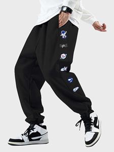 ChArmkpR Mens Cartoon Astronaut Planet Side Print Loose Sweatpants