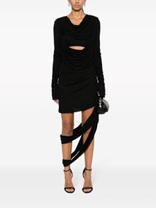 ANDREĀDAMO asymmetric draped cut-out dress - Zwart