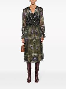 Alberta Ferretti floral-print silk midi dress - Groen