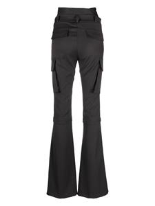 ANDREĀDAMO layered-detail flared cargo trousers - Grijs