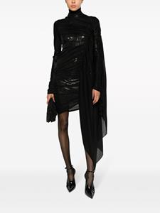 Mugler draped-design long-sleeve minidress - Zwart