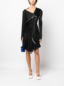 Victoria Beckham asymmetric draped midi dress - Zwart